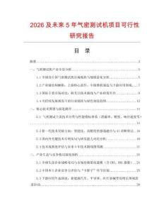 2026及未來5年氣密測試機項目可行性研究報告