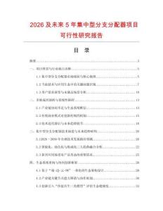 2026及未來5年集中型分支分配器項目可行性研究報告