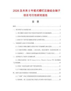 2026及未來5年框式螺釘壓接組合端子項目可行性研究報告