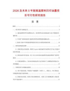 2026及未來5年耐高溫塑料凹印油墨項(xiàng)目可行性研究報(bào)告
