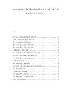 2025航空航天業飛機制造業技術創新與應用推廣研究考察評估發展分析