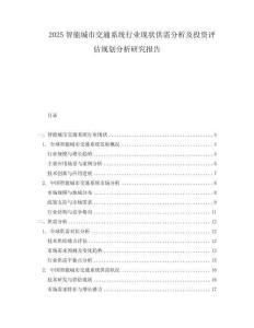 2025智能城市交通系統行業現狀供需分析及投資評估規劃分析研究報告