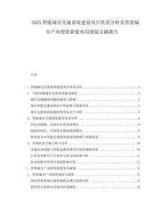 2025智能城市交通系統建設項目供需分析及智慧城市產業投資新建布局規劃文獻報告
