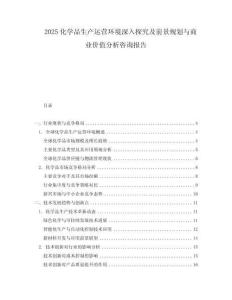 2025化學品生產運營環境深入探究及前景規劃與商業價值分析咨詢報告