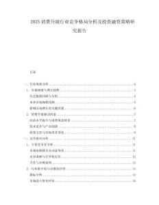 2025消費升級行業競爭格局分析及投資融資策略研究報告
