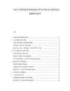 2025互聯網教育領域深度分析競爭格局與投資機會預測研究報告
