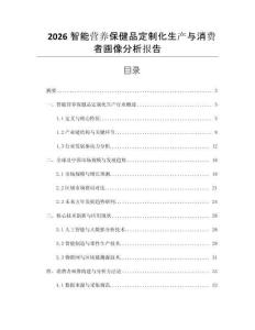 2026智能營養保健品定制化生產與消費者畫像分析報告