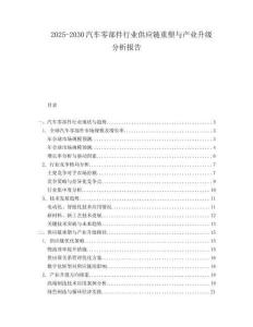2025-2030汽車零部件行業供應鏈重塑與產業升級分析報告
