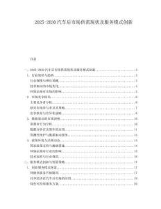 2025-2030汽車后市場供需現狀及服務模式創新