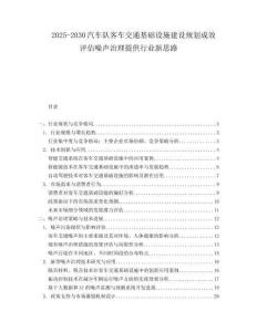 2025-2030汽車隊客車交通基礎設施建設規劃成效評估噪聲治理提供行業新思路