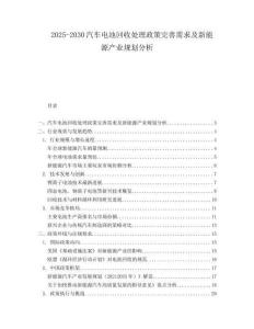 2025-2030汽車電池回收處理政策完善需求及新能源產(chǎn)業(yè)規(guī)劃分析
