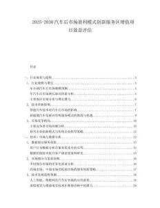 2025-2030汽車后市場盈利模式創新服務區增值項目效益評估