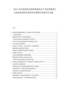 2025-2030歐洲清潔能源儲能技術(shù)產(chǎn)業(yè)政策梳理之市場需求調(diào)研及投資布局調(diào)整后效果評估文獻(xiàn)