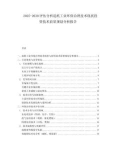 2025-2030評(píng)估分析造紙工業(yè)環(huán)保治理技術(shù)現(xiàn)狀投資技術(shù)前景規(guī)劃分析報(bào)告