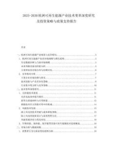 2025-2030歐洲可再生能源產業技術變革深度研究及投資策略與政策支持報告