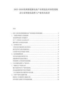 2025-2030歐洲新能源電池產業制造技術深度透視及行業智能化趨勢與產能布局來講
