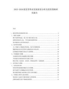 2025-2030批發(fā)零售業(yè)發(fā)展前景分析及投資策略研究報告