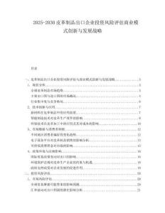 2025-2030皮革制品出口企業投資風險評估商業模式創新與發展戰略