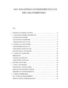 2025-2030皮革制品行業市場深度調研及其它行業創新與成長率預測研究報告