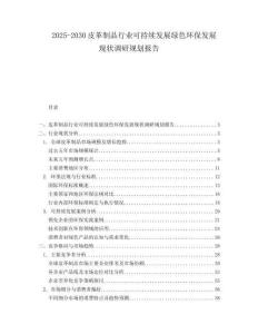 2025-2030皮革制品行業(yè)可持續(xù)發(fā)展綠色環(huán)保發(fā)展現(xiàn)狀調(diào)研規(guī)劃報(bào)告