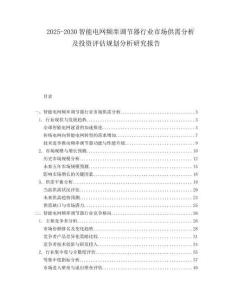 2025-2030智能電網頻率調節器行業市場供需分析及投資評估規劃分析研究報告