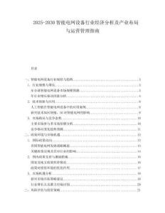 2025-2030智能電網設備行業經濟分析及產業布局與運營管理指南