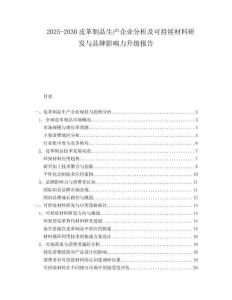 2025-2030皮革制品生產(chǎn)企業(yè)分析及可持續(xù)材料研發(fā)與品牌影響力升級(jí)報(bào)告