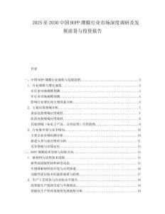 2025至2030中國BOPP薄膜行業市場深度調研及發展前景與投資報告