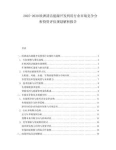 2025-2030歐洲清潔能源開發利用行業市場競爭分析投資評估規劃解析報告