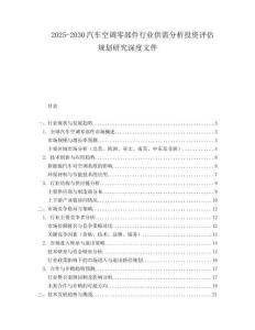 2025-2030汽車空調(diào)零部件行業(yè)供需分析投資評估規(guī)劃研究深度文件