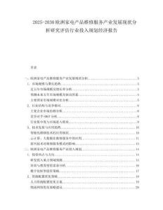 2025-2030歐洲家電產品維修服務產業發展現狀分析研究評估行業投入規劃經濟報告