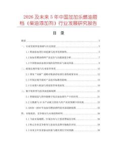 2026及未來5年中國加加樂燃油搭檔（柴油添加劑）行業發展研究報告