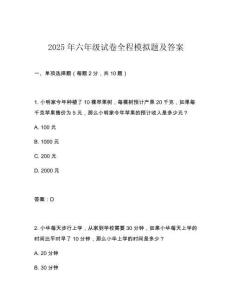 2025年六年级试卷全程模拟题及答案