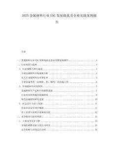 2025金屬材料行業(yè)ESG發(fā)展現(xiàn)狀及企業(yè)實(shí)踐案例報(bào)告