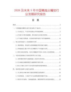 2026及未來5年中國精拋尖嘴鉗行業(yè)發(fā)展研究報告