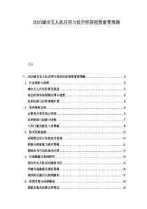 2025城市無人機應(yīng)用與低空經(jīng)濟投資前景預(yù)測