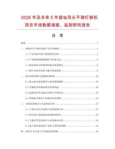 2026年及未來5年座地雙頭平騎釘裝機項目市場數據調查、監測研究報告