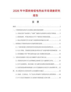 2026年中國鐵鉻鋁電熱絲市場調(diào)查研究報告