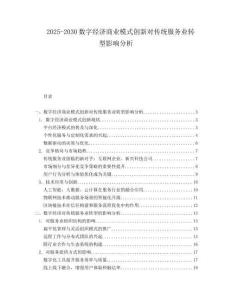 2025-2030數(shù)字經(jīng)濟商業(yè)模式創(chuàng)新對傳統(tǒng)服務(wù)業(yè)轉(zhuǎn)型影響分析