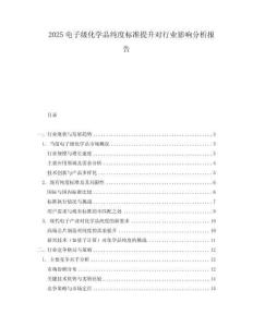 2025電子級化學(xué)品純度標(biāo)準(zhǔn)提升對行業(yè)影響分析報告
