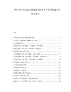 2025中國商業(yè)航天發(fā)射服務成本下降空間與技術突破點報告