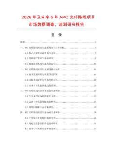 2026年及未來5年APC光纖路線項目市場數(shù)據(jù)調查、監(jiān)測研究報告