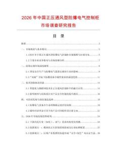 2026年中國(guó)正壓通風(fēng)型防爆電氣控制柜市場(chǎng)調(diào)查研究報(bào)告