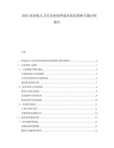 2025商業航天衛星星座組網成本優化策略專題分析報告