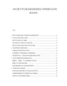 2025數(shù)字孿生城市建設進展情況與智慧城市運營商模式研究