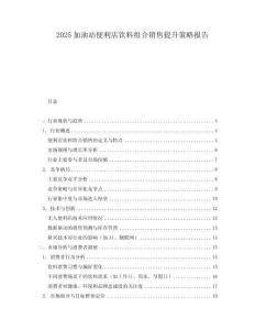 2025加油站便利店飲料組合銷售提升策略報告