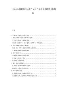2025金屬材料市場新產品導入及商業化路徑分析報告
