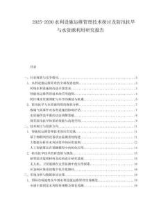 2025-2030水利設(shè)施運維管理技術(shù)探討及防汛抗旱與水資源利用研究報告