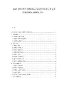2025-2030塔科馬港口行業(yè)市場現(xiàn)狀供需分析及投資評估規(guī)劃分析研究報告