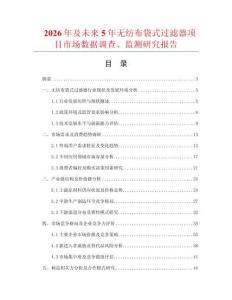 2026年及未來5年無紡布袋式過濾器項目市場數據調查、監測研究報告